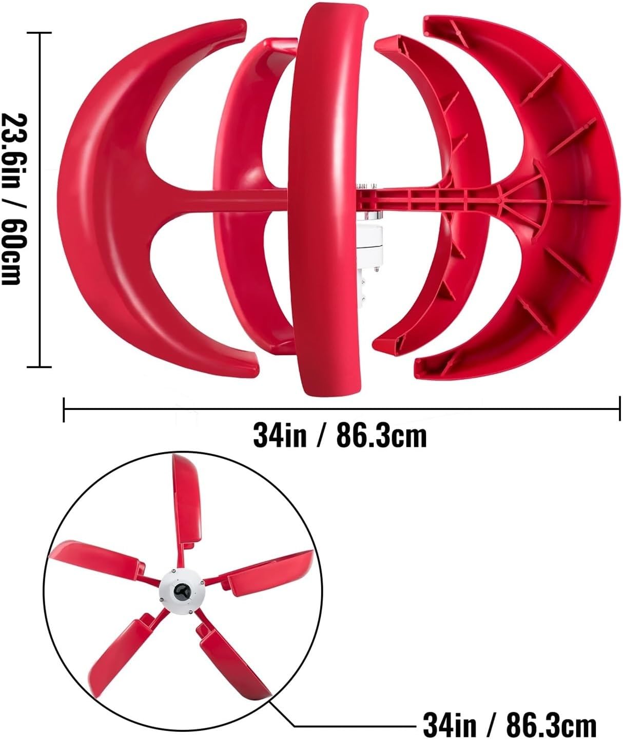 Vertical Axis Wind Turbine Generator 12V 100W/400W/600W tive Energy Generator Small Windmill with Controller Low Starting Speed for Home(100W)