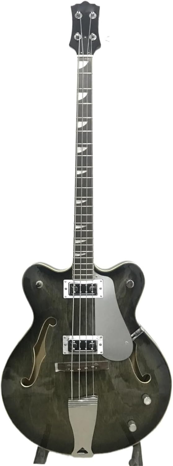 Beginner Electric Guitar Kits 4 String Handmade F Hole Semi Hollow Professional Jazz Electric Bass Transparent Black