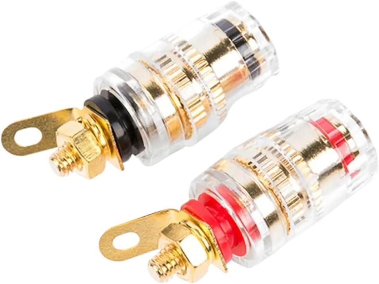 2PCS Audio Connector Terminals Banana Socket 4mm Binding Post Terminal Brass Gold Plated for Speaker Amplifier Acoustic(20PCS,Black)