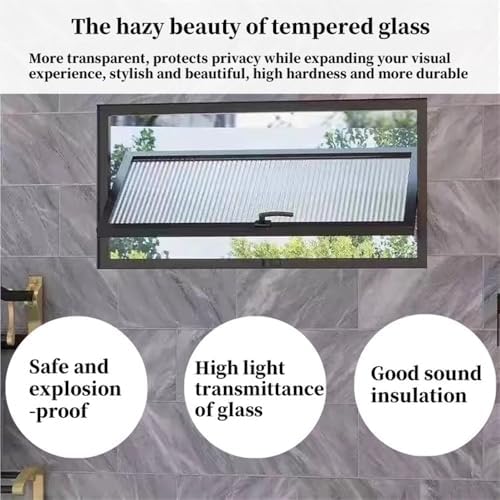 360° Rotatable Rectangular Metal Window, Recessed Casement Window with Tempered Glass & Handle for Garage, Bathroom, Office Use(Black,23.6x15.7in)