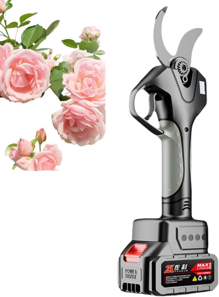 Electric Pruning Shears for Trees, Electric Pruners for Gardening, Electric Garden Shears, Non-Slip Silicone, Large Capacity Battery,for Tree Trimming 银色开口6.0厘米+2节电池