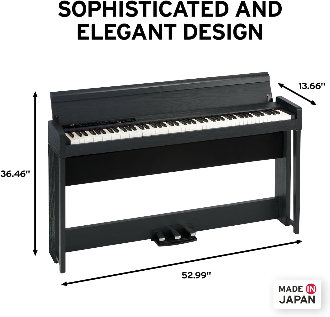 Korg C1 Air Bluetooth 88 Key Digital Piano with Real Weighted Hammer Action 3 Keyboard, Black with Rosewood Grain