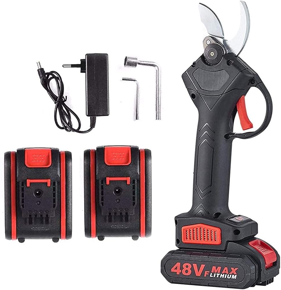 Electric Pruning Shears, 30mm Cordless Tree Branch Pruner, with Rechargeable 2 Batteries, 21V Garden Fruit Tree Bushes Trimmers Secateur