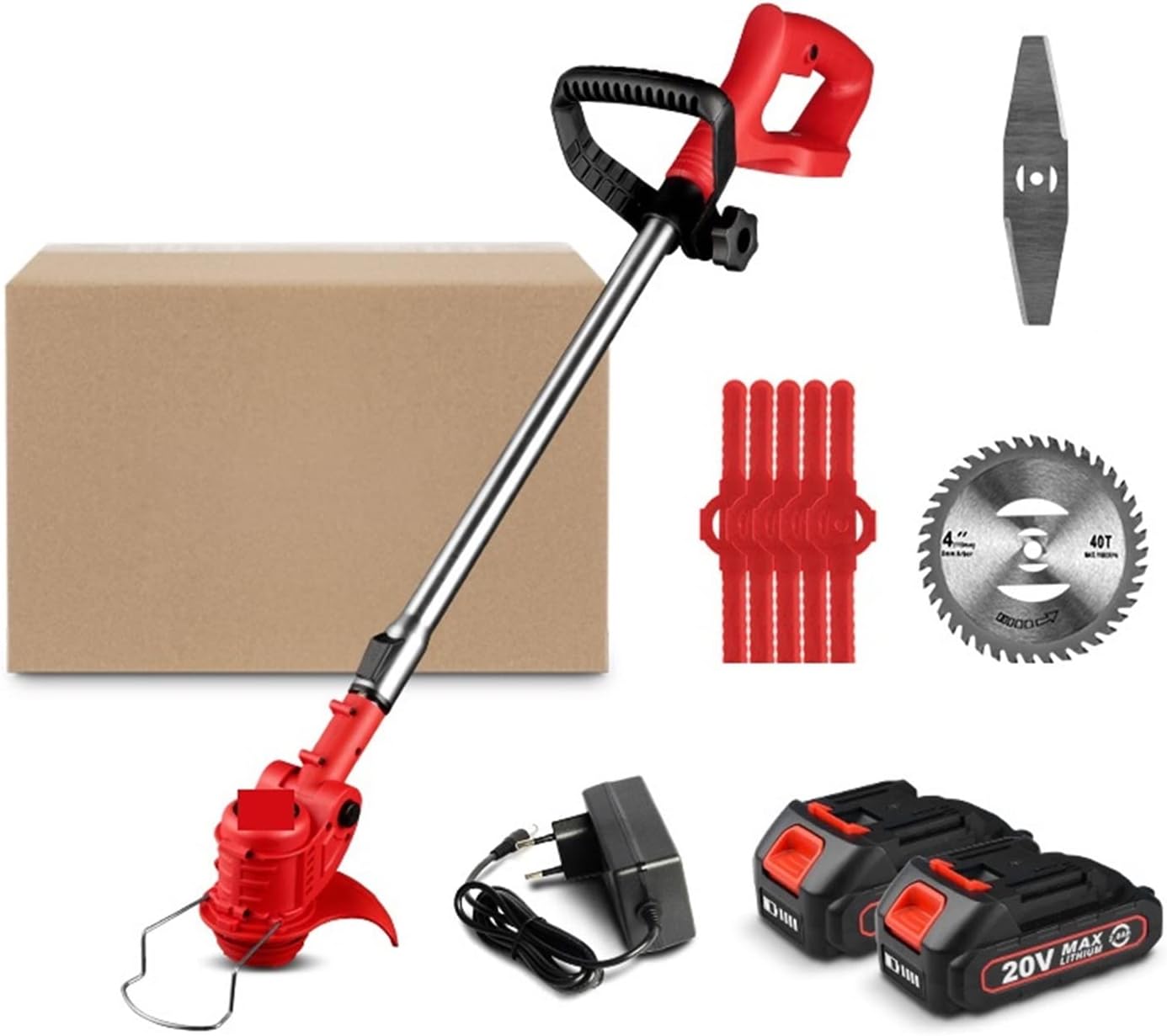 Electric Lawn Mower, 20V Electric Lawn Mower Adjustable Length Telescopic Cordless Grass Trimmer 45°/ 60° Angle Adjustment Pruning Garden Tool (Color : 20V WS-GCJ20-C2, Size : Q) (20V WS GCJ20)