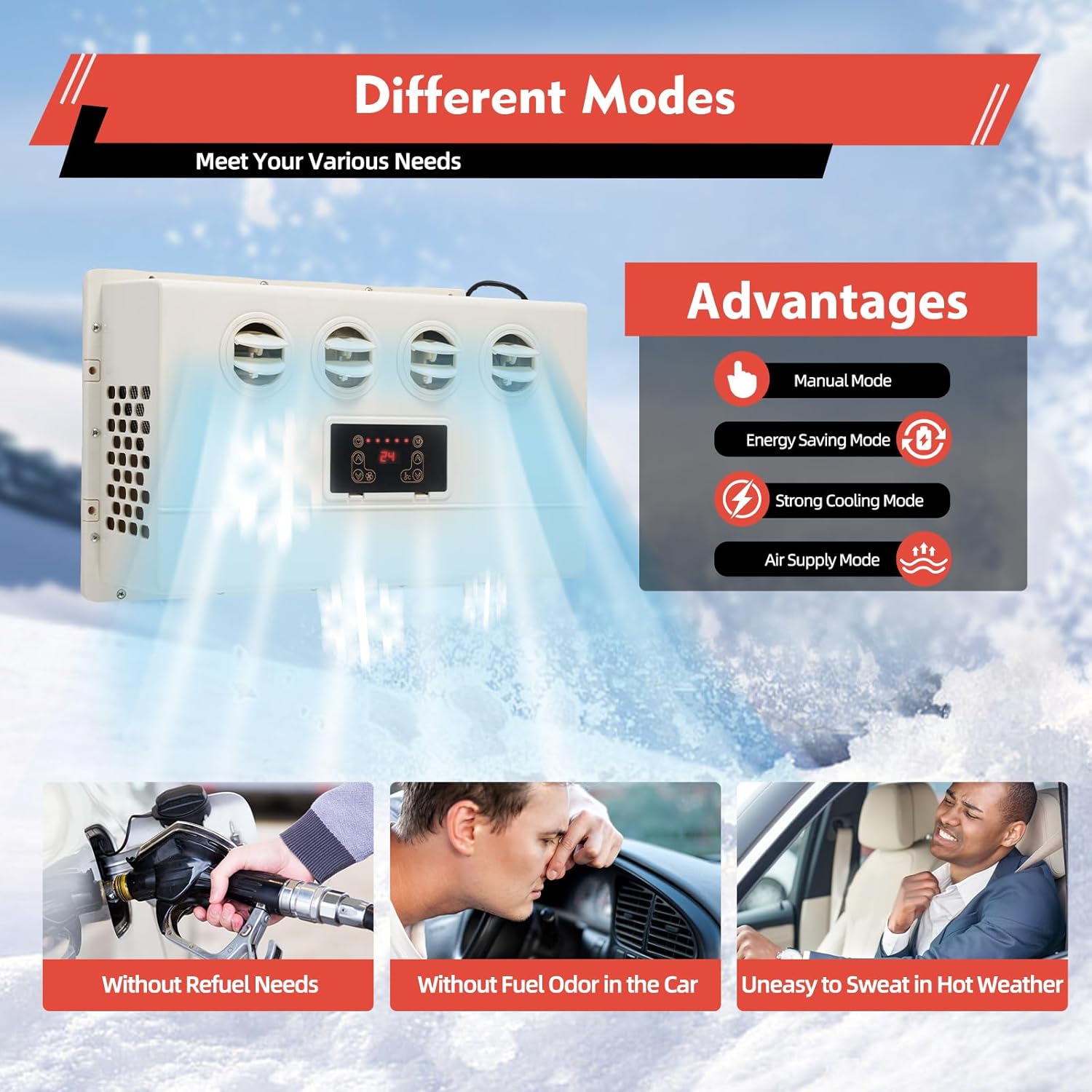 12V Truck Cab Air Conditioner Split, 12000BTU Universal Electric A/C Unit Electric AC Split Air Conditioner Set, RV Air Conditioner Kit Mini Split AC System Unit for Semi Trucks Bus RV Caravan