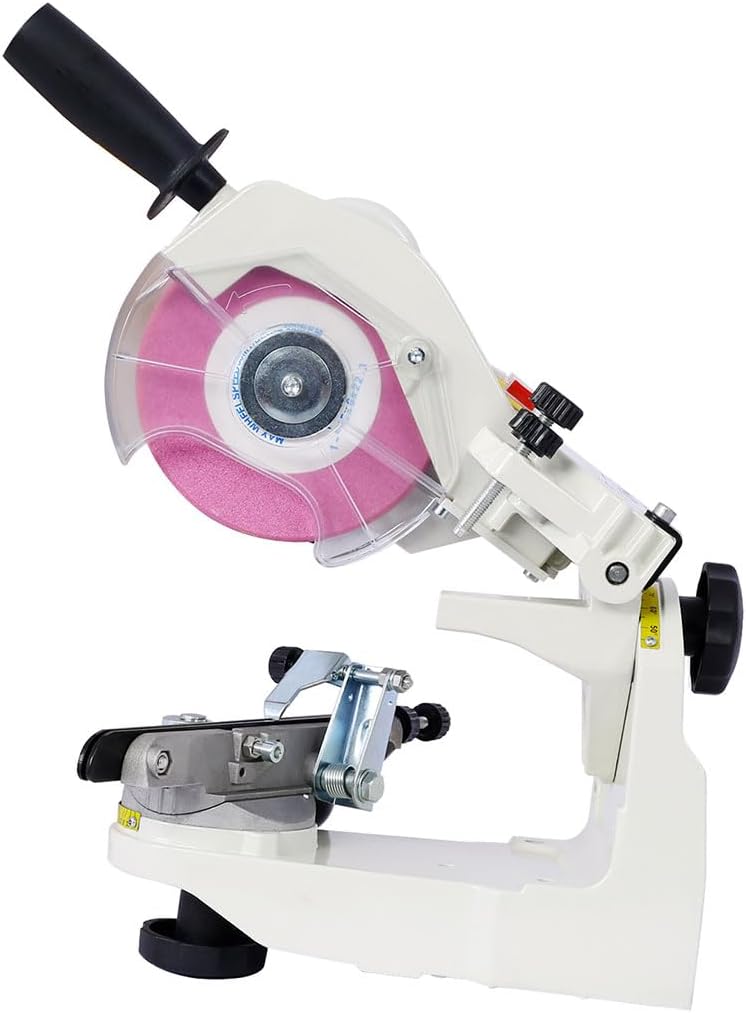 Chainsaw Sharpener,Portable Saw Chain Sharpeners with Multiple Adjustment Points and Built-In Illumination 120 Volt Bench Grinder for Workshop Garage(Gray)