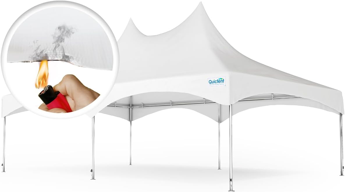 Quictent 20x30 Heavy Duty Canopy Tent with High Peak Frame | CPAI-84 Fire Retardant 21oz vinly | 80-Person Commercial Party Tent for Weddings, Events & Outdoor Use (White, No Sides)