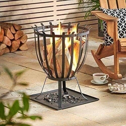 Fire Pits Outdoor Wood Burning Large Bonfire Wood Burning Patio Coal Grill Firepit for Outside Grill Charcoal Smokeless Grill with Spark Screen Poker with Cover BBQ Cooking for Outside Camping