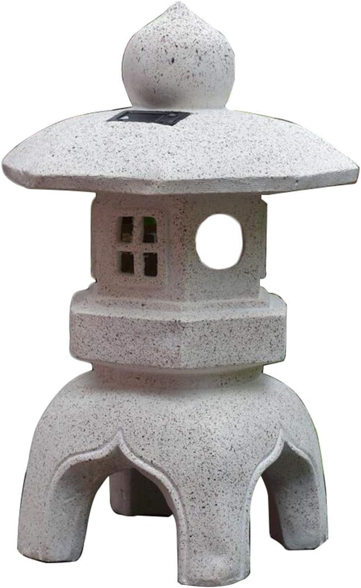 Outdoor Statues Japanese Outdoor Solar Palace Lantern, Vintage Garden Solar Lamp Pagoda Sculpture Garden Decoration