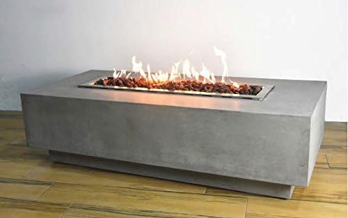 Elementi Granville Concrete Fire Table Natural Gas Outdoor Fire Pit Concret Patio Fireplaces Garden Furniture (Light Grey)