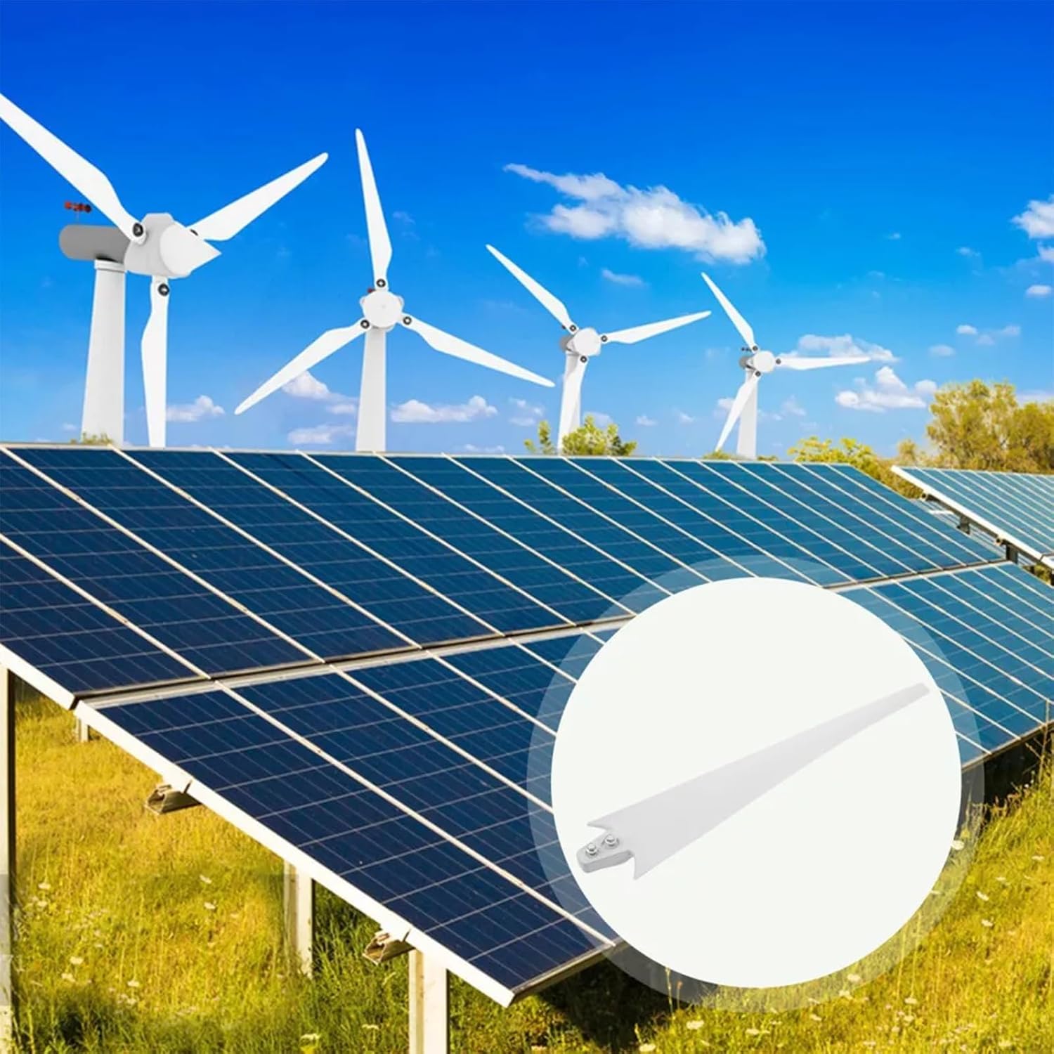 Set of Wind Turbine Blades Replacement 3 Blades + 3 Blade Hub + 3 Blade Cover Wind Turbine Blade Replacement Windmill Blades for Turbine Wind Generator(600mm)