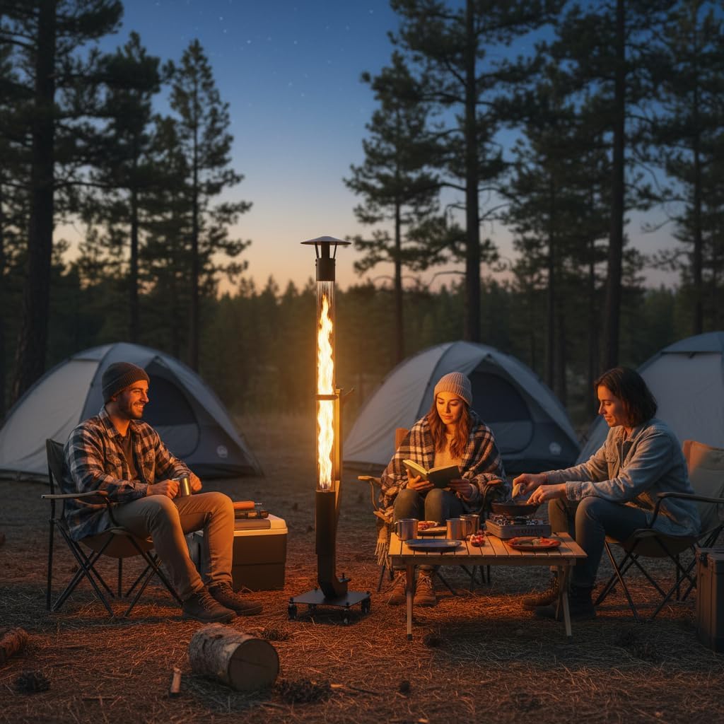 yoyomax Wood Pellet Patio Heater, Outdoor Pellet Heater, Portable Wood Pellet Fire Pit with Ash Tray Patio Rocket Stove for Backyard Camping Garden Balcony, PH08PRO