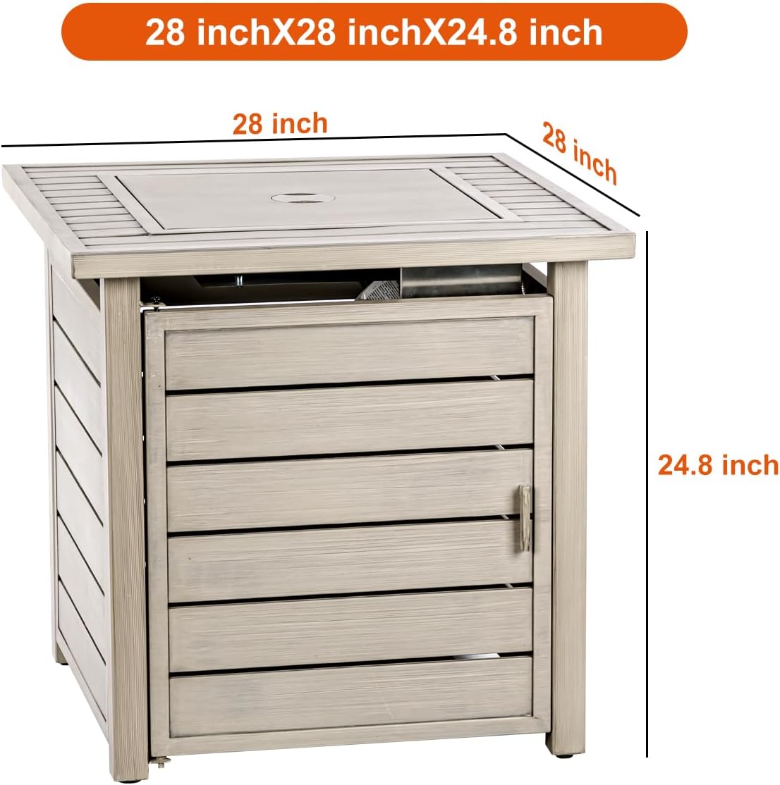 28 Inch Propane Fire Pit Table, Outdoor Gas Fire Pits with Lid & Lava Rock, 50000 BTU Firepit for Dinning, Party in Outside, Patio, Garden or Yard (Light Grey)