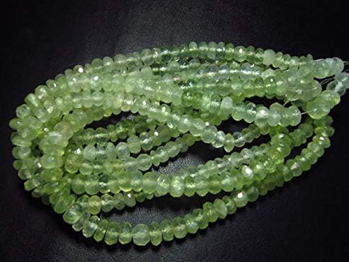 13 inch natural beads strand of 5.5-6mm faceted rondelle shaded prehnite gemstone beads for DIY jewelry - necklace, bracelet, earring, ring.