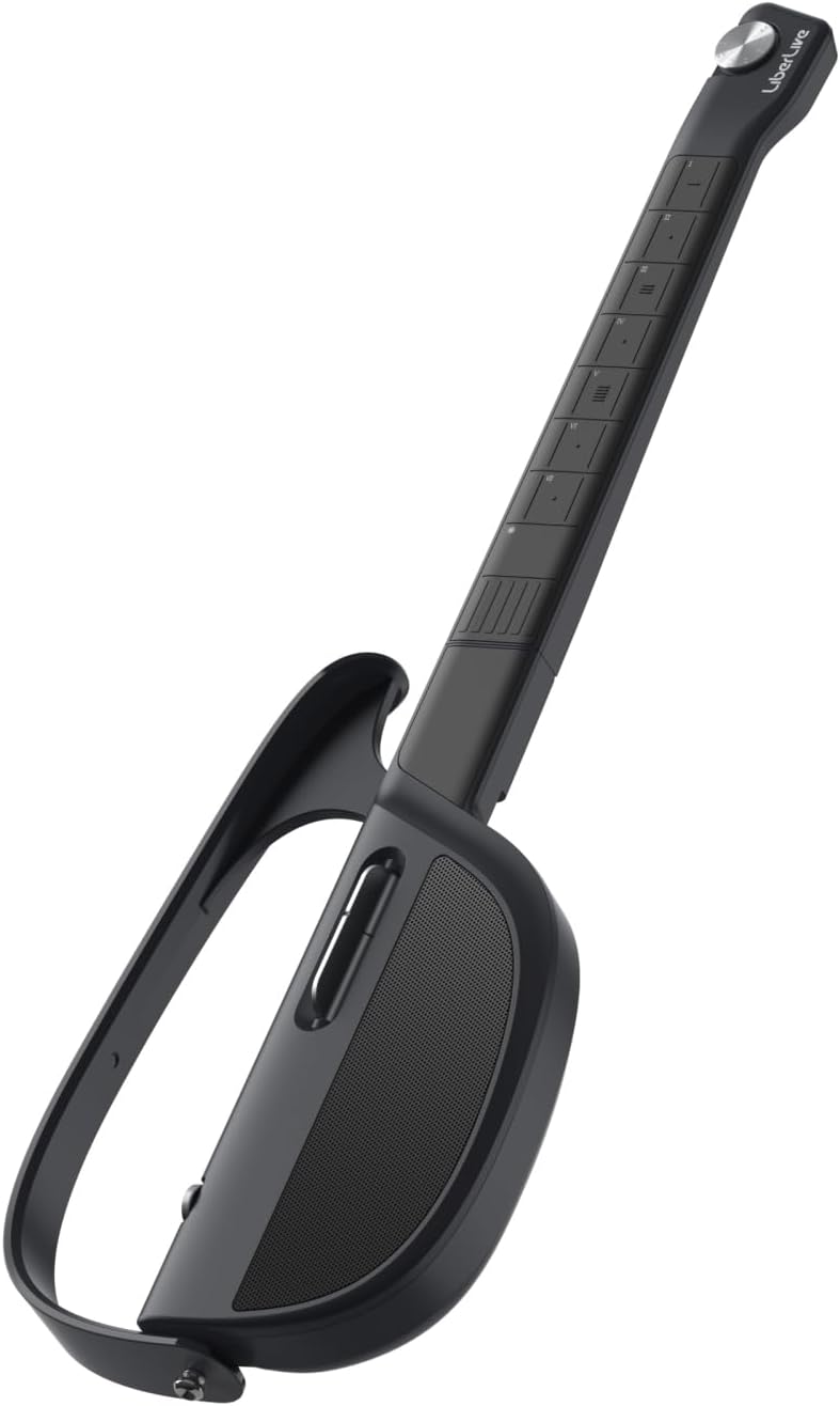 C1 Stringless Smart Guitar, Foldable Travel Backing Guitarra, Chord Generator, App Interactive Chord Sheets, Built-in Drum Machine & Bassline for One-Man Band, For Adults & Teens (Black)