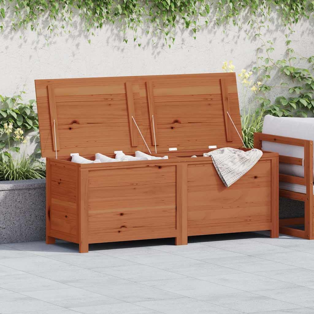 Patio Cushion Storage Box Outdoor 59.1x19.7x22 Inches Solid Wood Fir Garden Furniture Organizer for Pillows Blankets Toys Waterproof Brown Deck Box