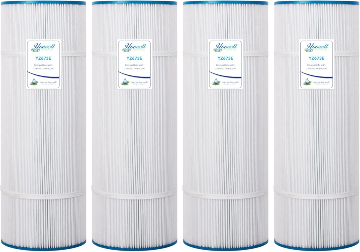 PCC80-PAK4 Swimming Pool Replacement Filter Cartridge Replaces for Unicel C-7470 80Sq.ft Pentair CCP320 Filbur FC-1976 Clean and Clear Plus 320 817-0081 178580 PLFPCC80 Darlly 70804 4Pack