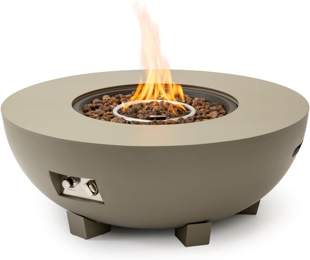 36-inch Round Iron Fire Pit Table, Outdoor Convertible Propane Gas Fire Bowl with Cover for Patio, Poolside, Balcony - Grey