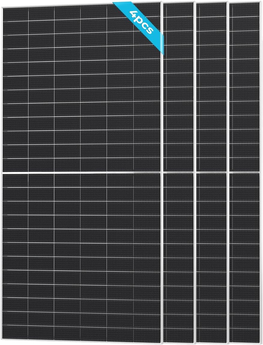 Renogy Solar Panels Bifacial 4Pcs 590 Watt N-Type Monocrystalline 12V 16BB Solar Panel, 25% High Efficiency Solar Module for RV Home Farm Shed Trailer Camper Marine Off-Grid System