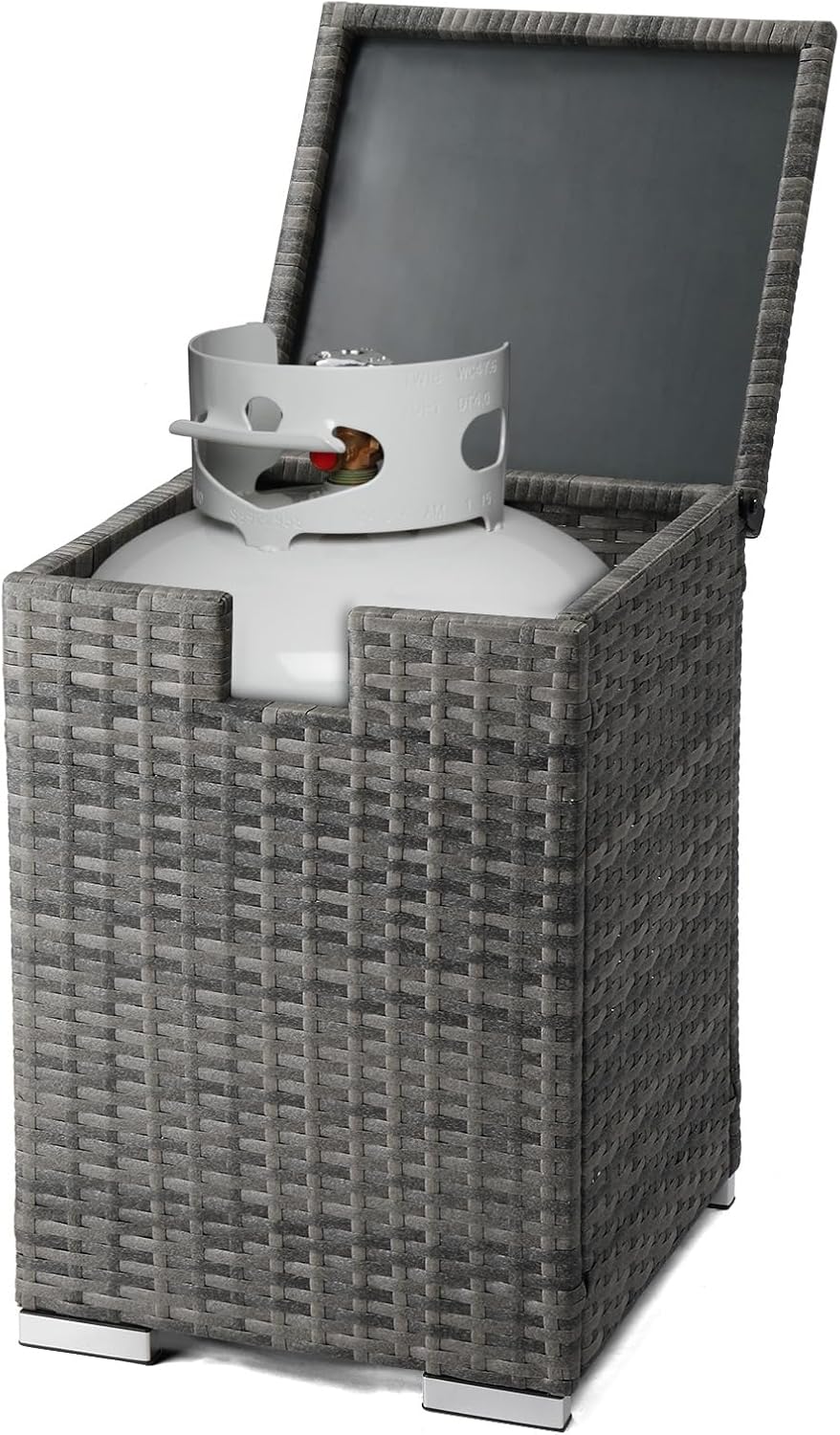 Propane Tank Cover, 61L/16 Gallons Gas Tank Cover Table, Iron Frame Gas Bottle Storage Side Table, Hideaway Tables for Fire Pit, Patio (Gray Gradient)