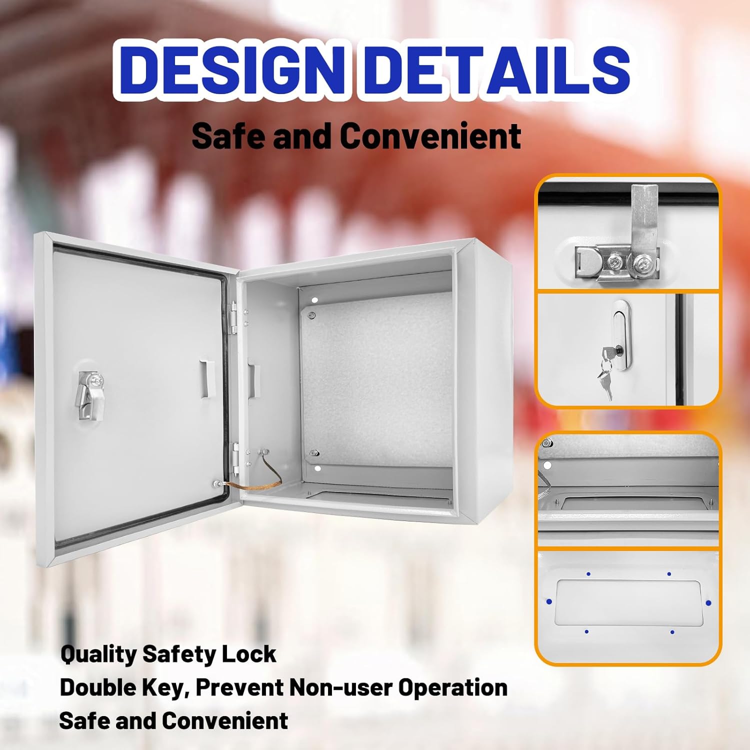 Outdoor Electrical Box 24x 24 x 8''D NEMA 4X Enclosure Steel Box, Waterproof & Dustproof Outdoor/Indoor Lockable Electrical Junction Box, with Mounting Plate