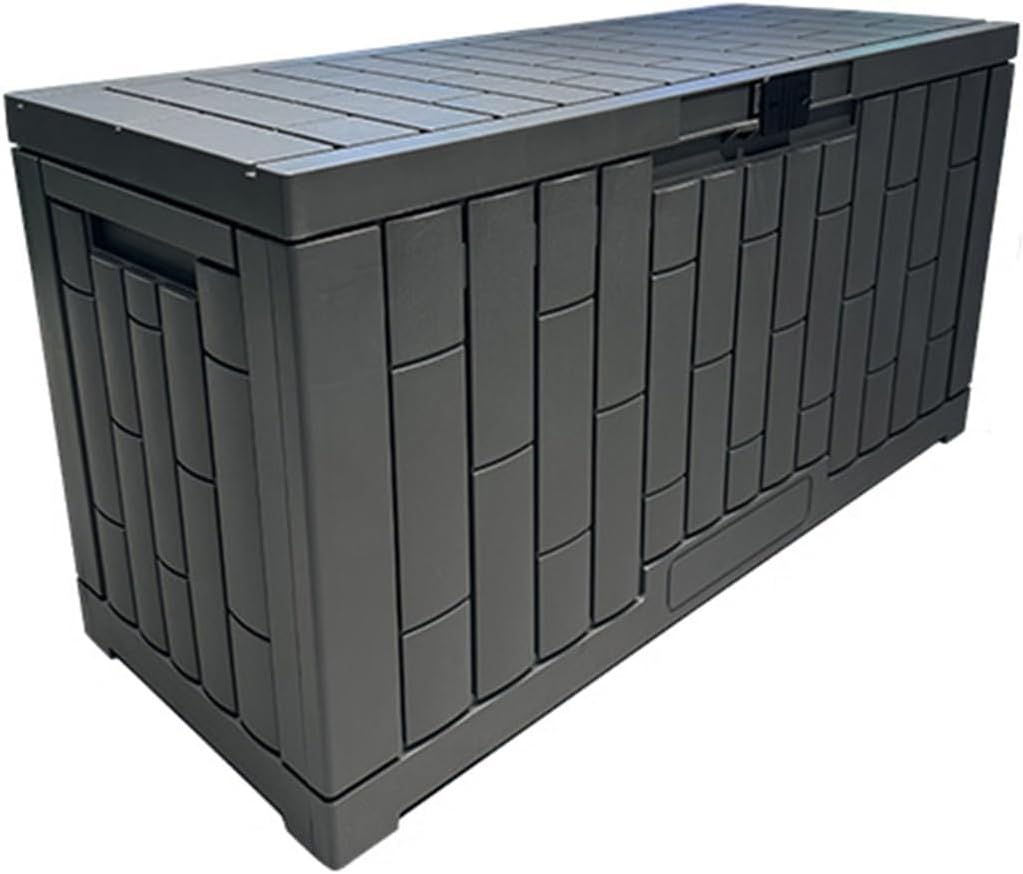 76 Gallon Resin Deck Boxes, Waterproof Storage Box Indoor and Outdoor with Lockable Lid for Garden Tools, Patio Cushions(42.1''*16.1''*22.6'')