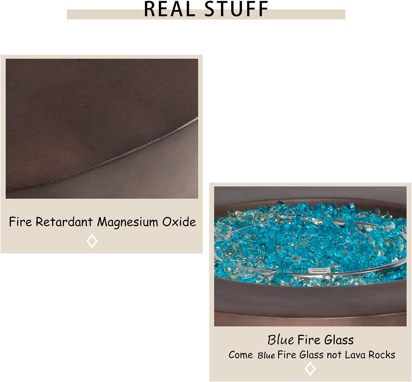 HOMPUS Propane Patio Fire Pit Table with Wind Guard, Lava Rocks and Rain Cover for Outdoor Leisure Party,50,000 BTU 42-inch Round Bronze Concrete Fire Table