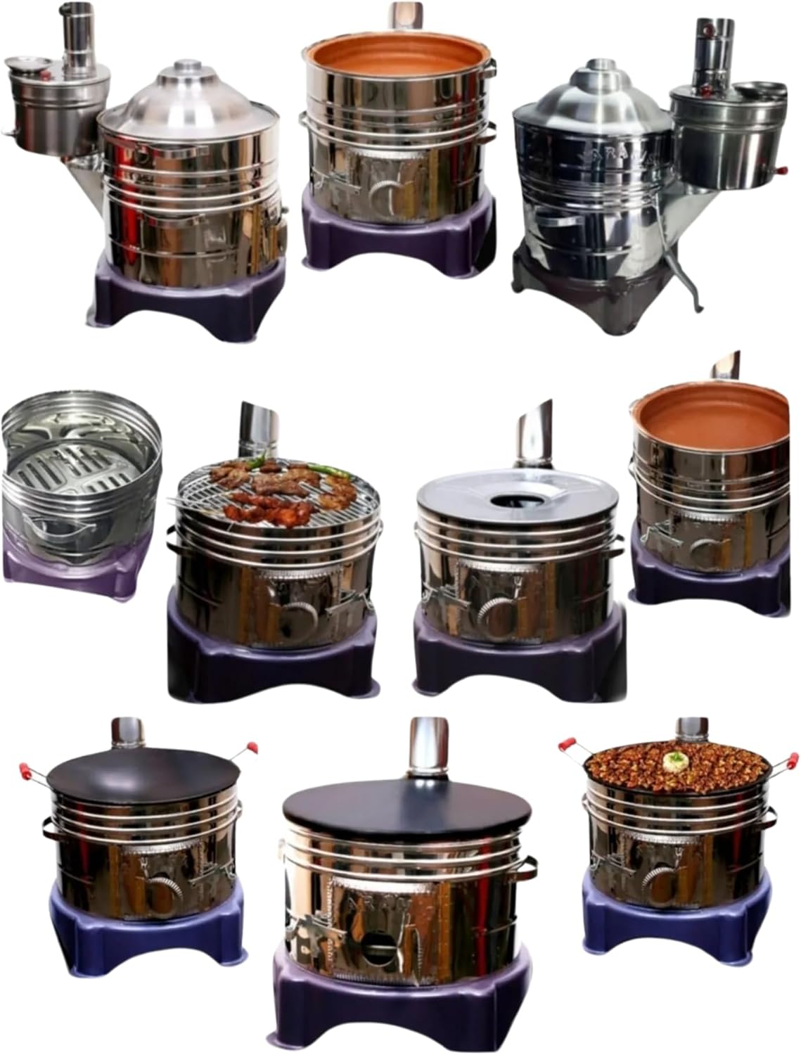 Multipurpose Clay Grill and Stove with Accessories, 15 in (38 cm), 16 in (40 cm)