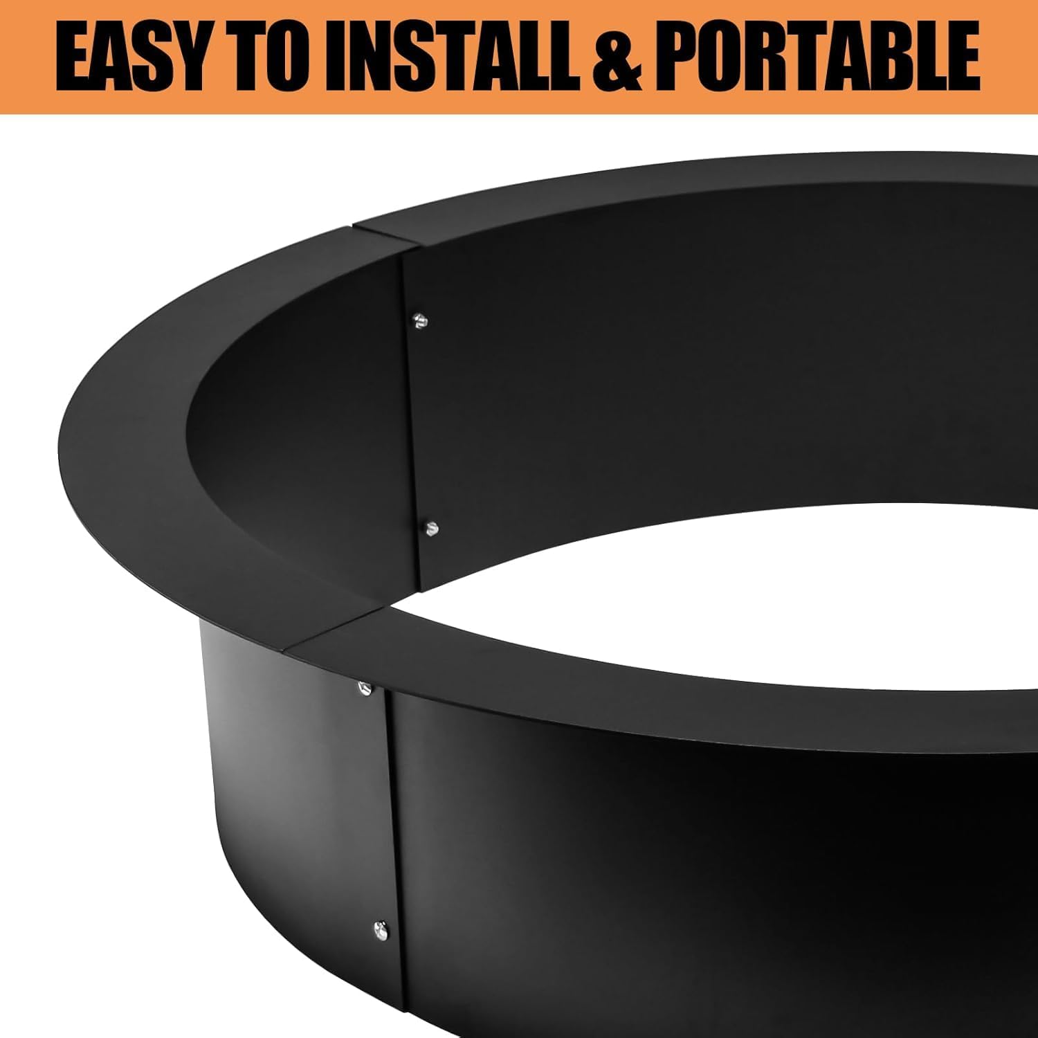 Fire Pit Ring Insert for Outdoor Wood Burning, Heavy-Duty Steel Firepit Liner for Above or In-Ground DIY Camping, Garden, Patio and Backyard Use