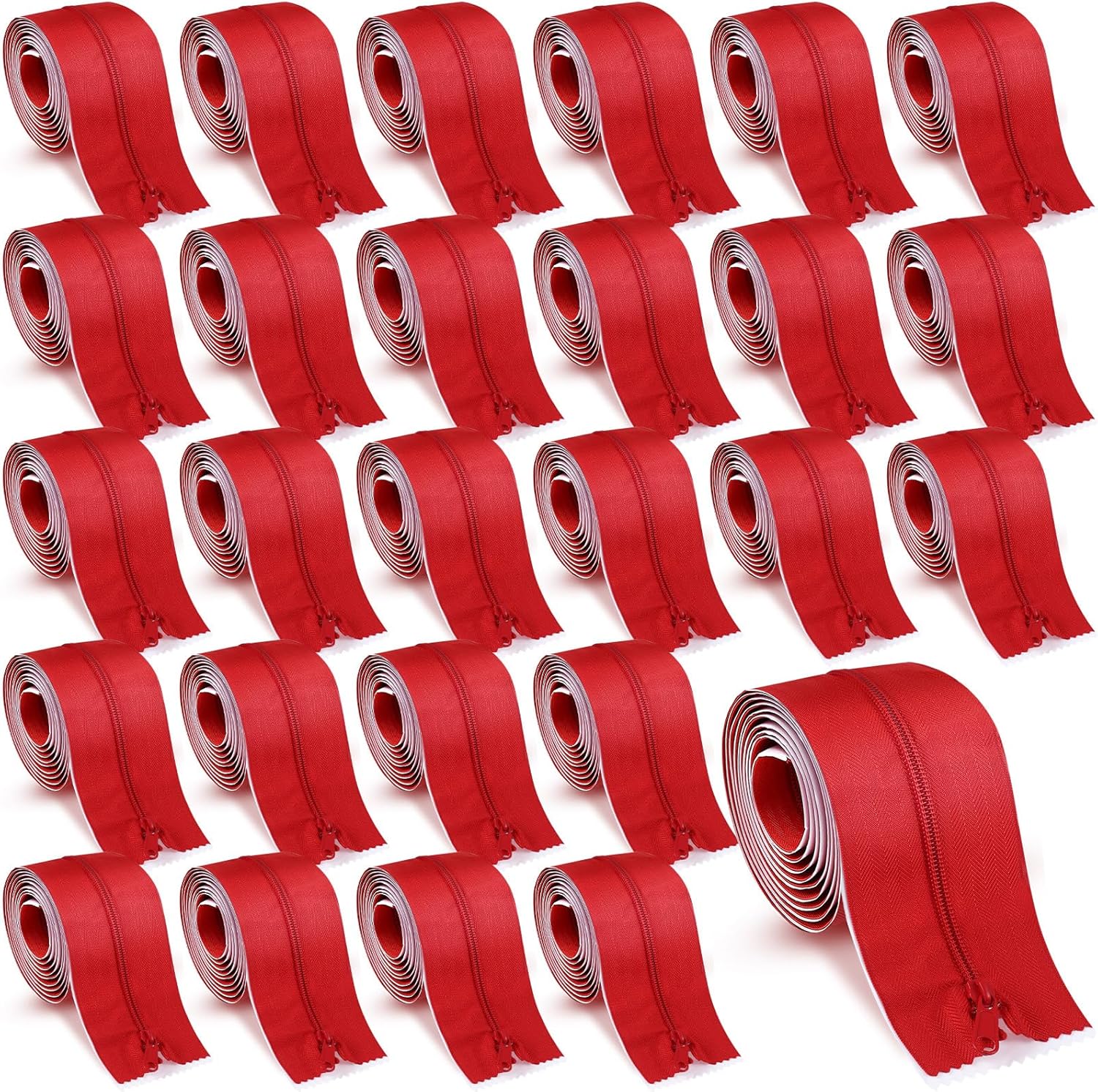 Tigeen 48 Roll Heavy Duty Zipper Door for Dust Barriers 7 ft x 3 Inch Self Adhesive Construction Zipper Door for Greenhouse Tent Accessories (Red)