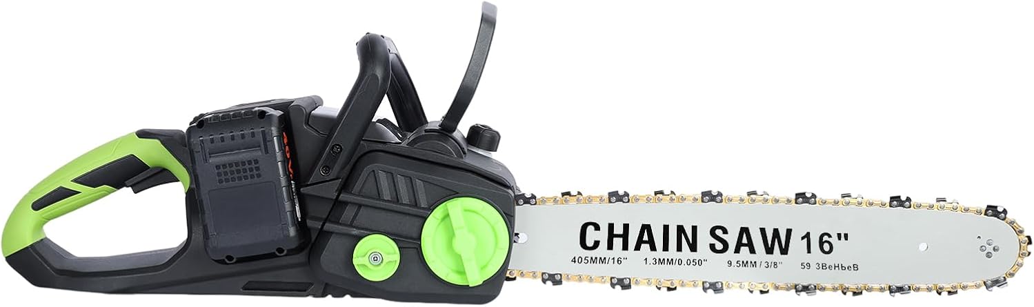 Cordless Chainsaw, Brushless Motor 42V Electric Chainsaw, with 4Ah Battery and Fast Charger, Powerful Chain Saws with Safety Switch for Wood Cutting, ideal for Farm Backyard Garden Ranch 16