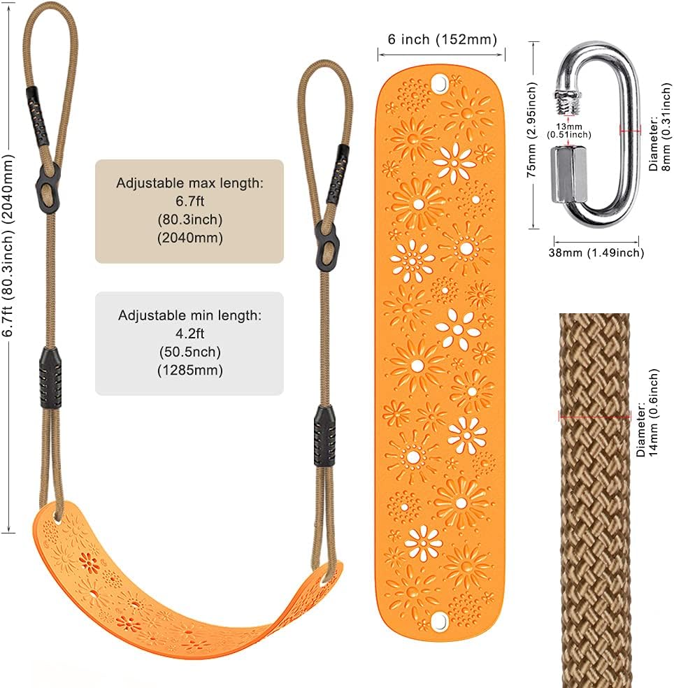 SELEWARE Toddler Swing Set Accessories, High Back Full Bucket Swing Seats with Adjustable Rope and 4 Locking Carabiners, Cute Elephant Shape Design 600LB Capacity (2 Pack)