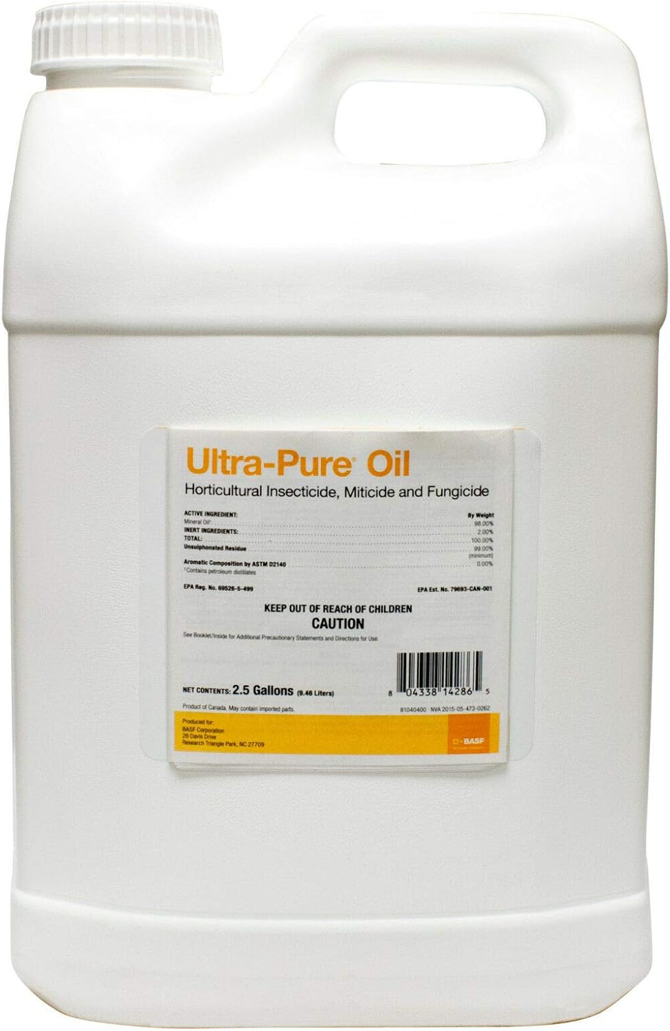 BASF Ultra-Pure Horticultural Oil - Insecticide Miticide Fungicide - 98% Mineral Oil - OMRI Listed Organic
