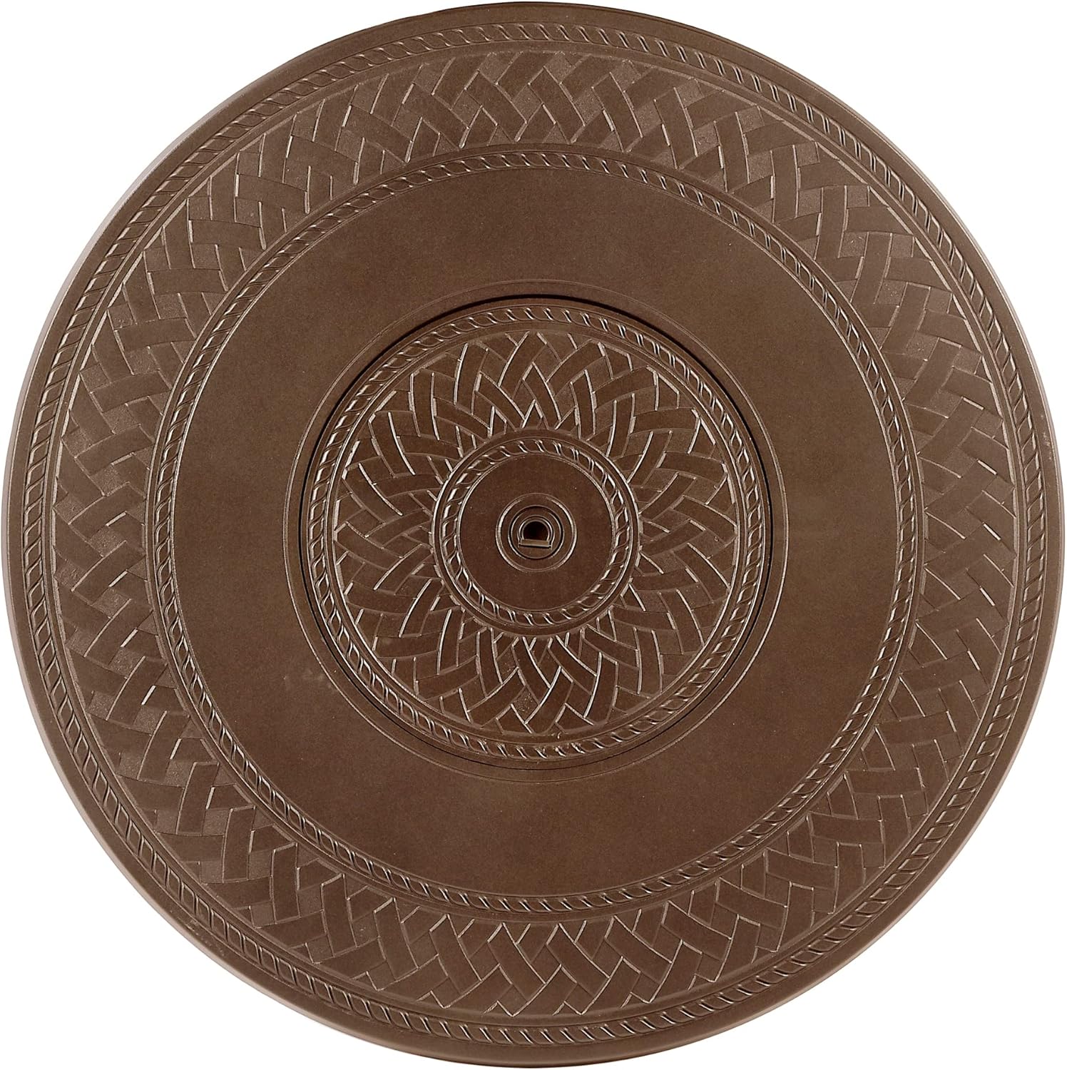 Round 34 in. x 34 in. Aluminum Propane Fire Pit Table with Glass Beads, Two Covers, Lid, 37,000 BTUs in Brown Finish