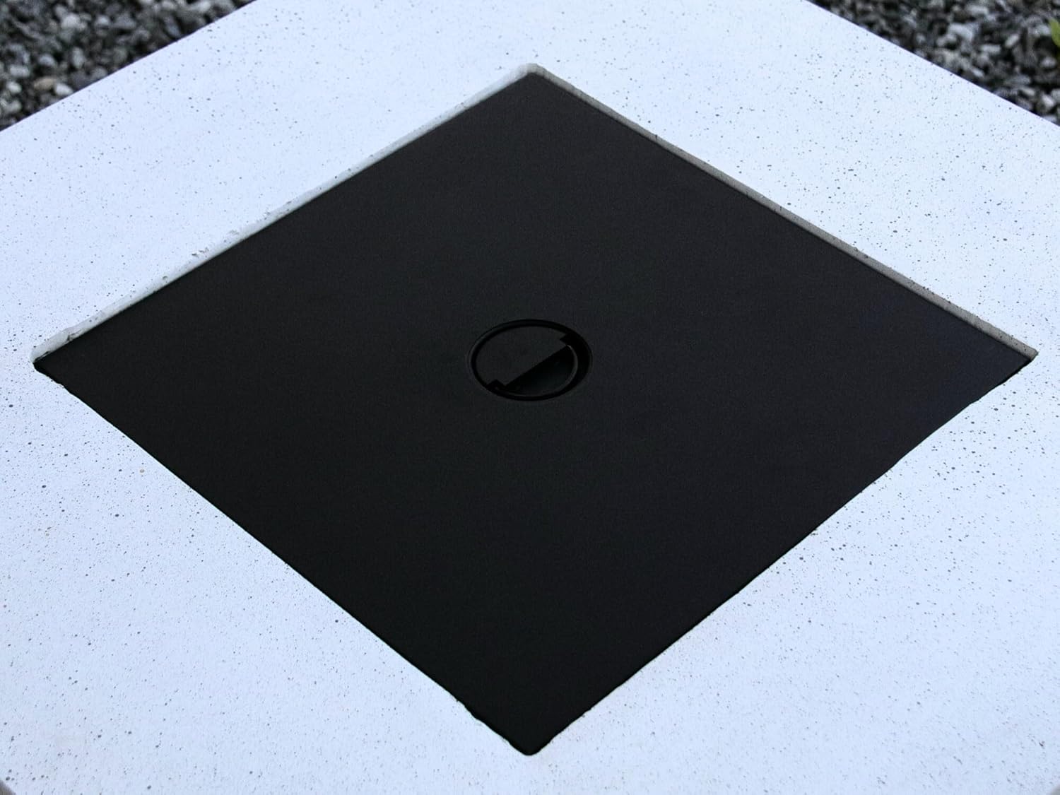 28 Inch Square Outdoor Propane Fire Pit Table with 50000 BTU Heat Output, Fiberglass and Iron Construction for Patio or Garden Use W2691P231712