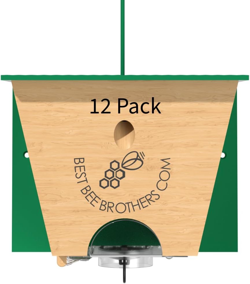 Best Bee Brothers Turbo Trap 2.0, Professional-Grade Carpenter Bee Trap for Outside with Bee Vault, Large Viewport & Spring-Loaded Door, 4.1” W x 4.8” H x 5.9” D
