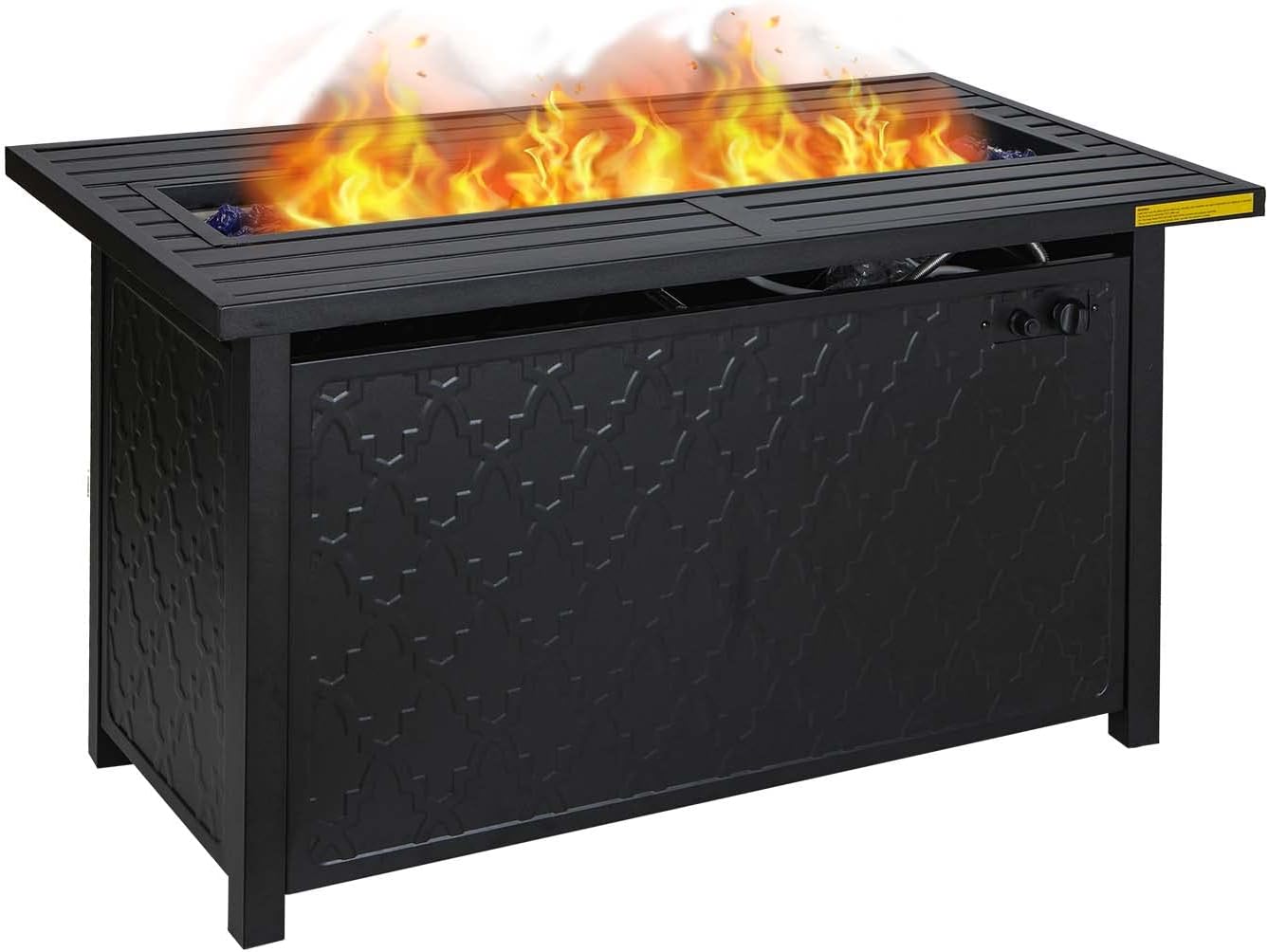Gas Fire Pit Table 45 inch 50,000 BTU Square Outdoor Propane Fire Table Fireplace for Patio Garden Camping Outdoor Heating with Blue Fire Glass