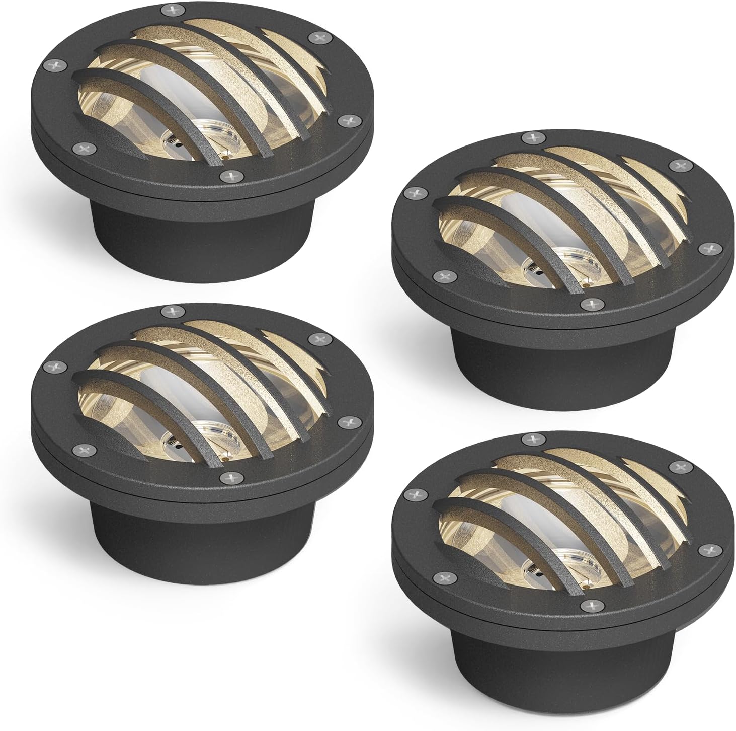 VENUS MANUFACTURING Low Voltage Well Lights Outdoor Landscape Lighting 4W 200 Lumen In-ground LED Landscape Lights Weatherproof 2800K Warm White 12V Deck Up-Lights for Yard Tree Garden Fence 4Pack