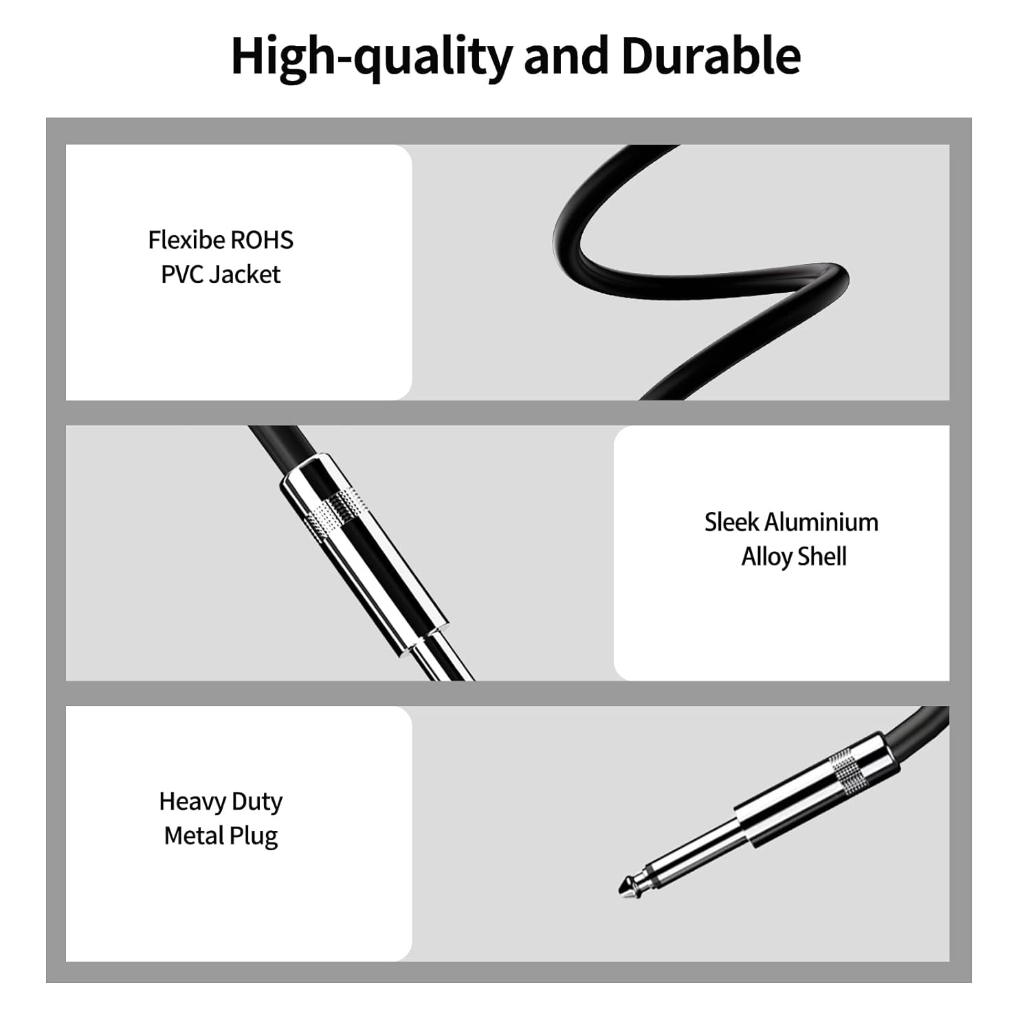 2-Pack 100ft 1/4 Inch TS Cable, Professional Quarter Inch TS Stereo Interconnect Cable