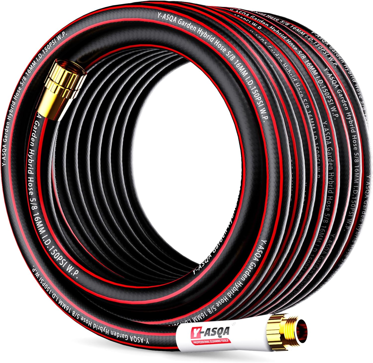 YASQA Heavy Duty Garden Hose 100 ft 5/8 Inch, Contractor's Leak Proof Durable No Kink Easy Coil Flexible Hose Black & water hose 100ft