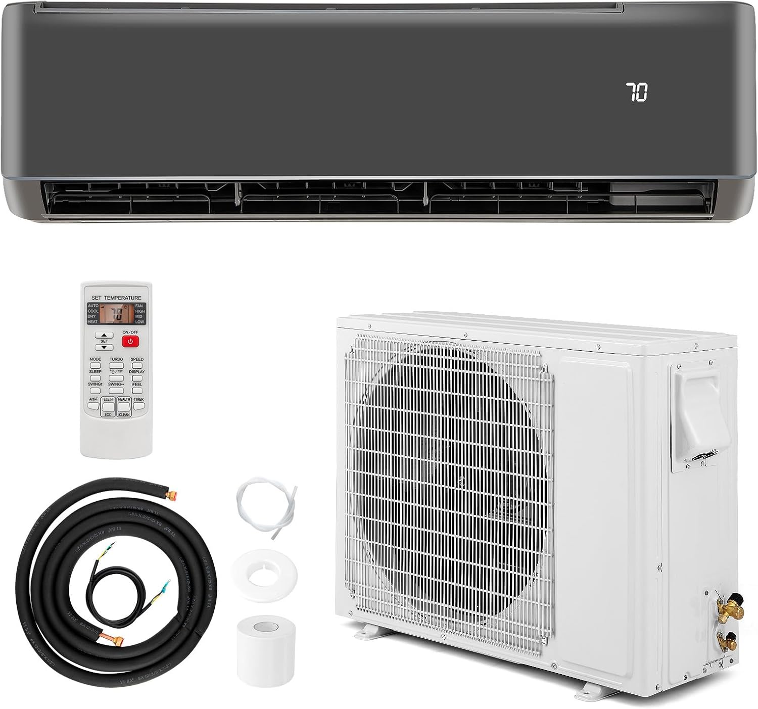 ARLIME 12000 BTU Mini Split Air Conditioner, 21 SEER2 208-230V Ductless Inverter AC w/ 1 Ton Pre-Charged Heat Pump & Installation Kit, Cools Up to 750 Sq.Ft, Compatible with Alexa (12000 BTU)