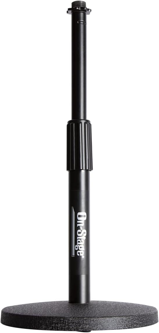 AKAI Professional MPK Mini MK3-25 Key USB MIDI Keyboard Controller With 8 Backlit Drum Pads (Grey) & On-Stage DS7200B Adjustable Desktop Microphone Stand, Black