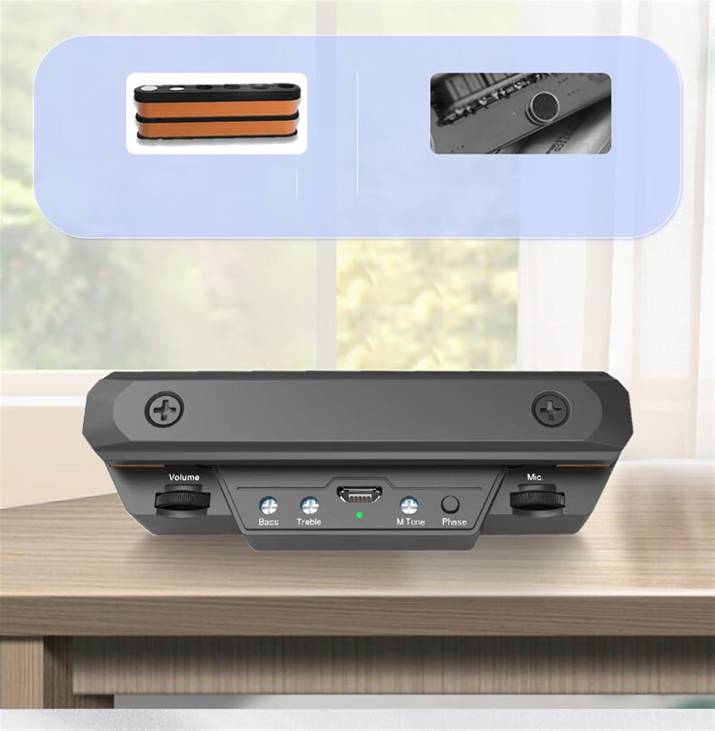 acoustic guitar pickup kit Guitar Pickup No Need To Drill Holes Acoustic Guitar Sound Hole Amplifier Active Dual Pickup For Musical Instruments(Blue)