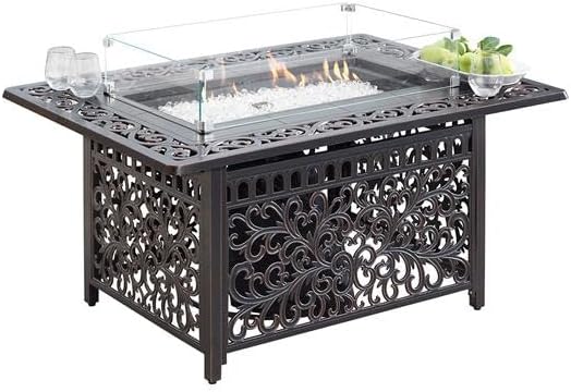 48 in. Aluminum Outdoor Rectangular Propane Fire Table Antique Copper