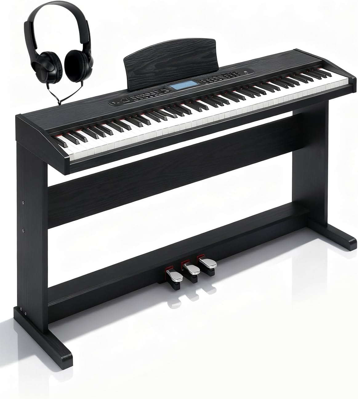 Ktaxon 88 Key Digital Piano Upright Electric Keyboard Piano with LCD Display, Wireless Connection, Chords, Split Mode, Metronome, Transpose, Record, 800 Tones, 200 Rhythms &200 Demos for Beginner