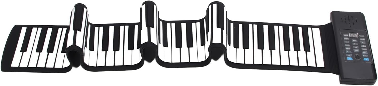 88 Keys Roll Up Piano, Electronic Hand Roll Piano with 128 Rhythms & Tones, USB Rechargeable Digital Piano Keyboard with MIDI Function, LED Digital Display, for Kids, Beginners