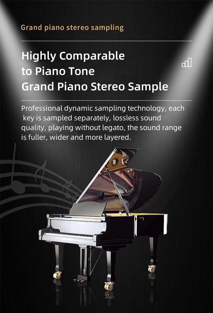 LANDTOM DDT-5130 88-Key Digital Keyboard Piano, Wooden Electric Hammer Weighted Full Size Keyboard Piano, with 3-Pedal, MIDI Connection, Multi-Functional Keyboard and Stand (Brown)