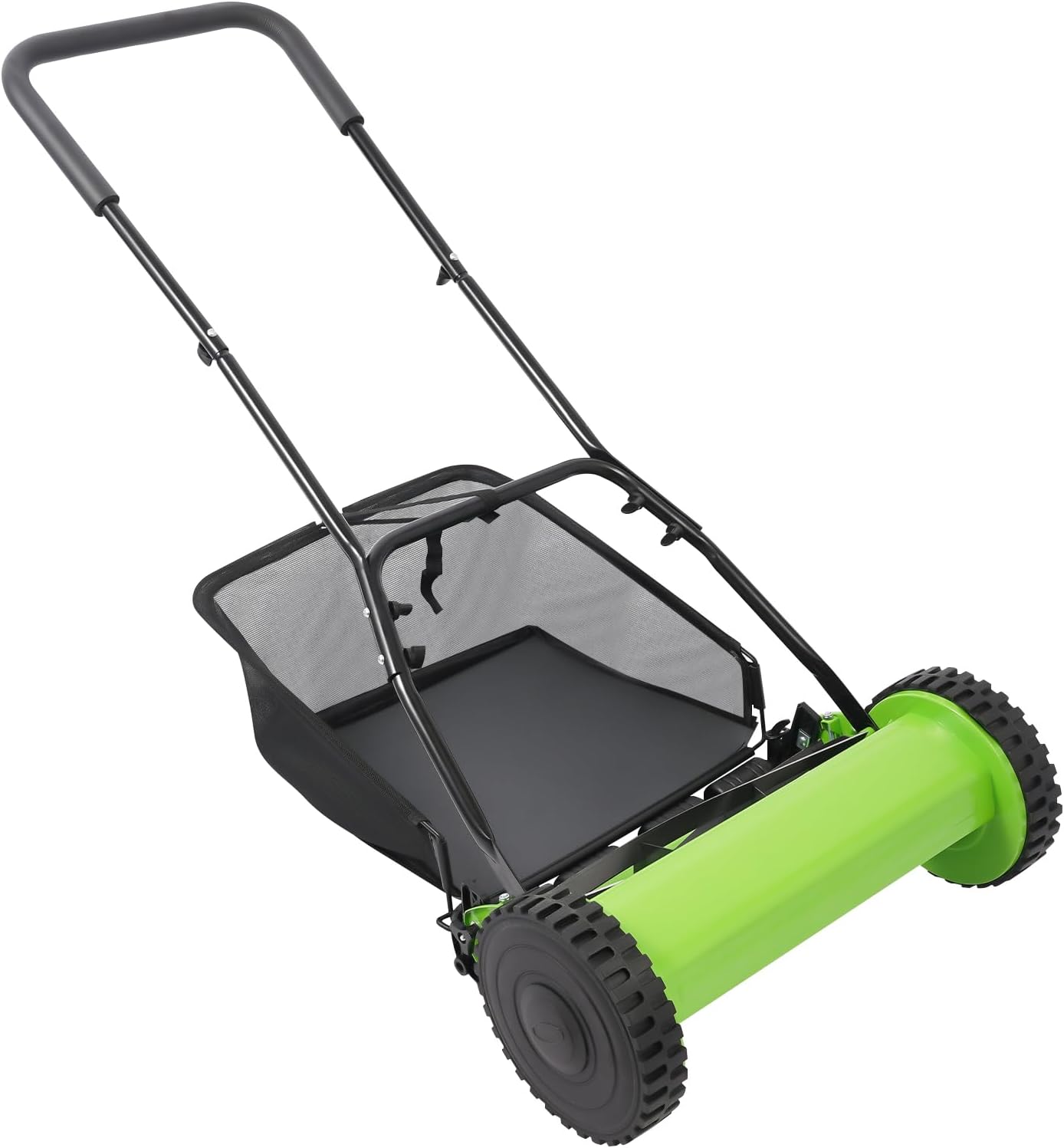 18 Inch 5-Blade Push Reel Lawn Mower, Adjustable Cutting Height Push Lawn Mowers with Grass Catcher with Grass Catcher for Villa Yards Park Greening Factory Meadow