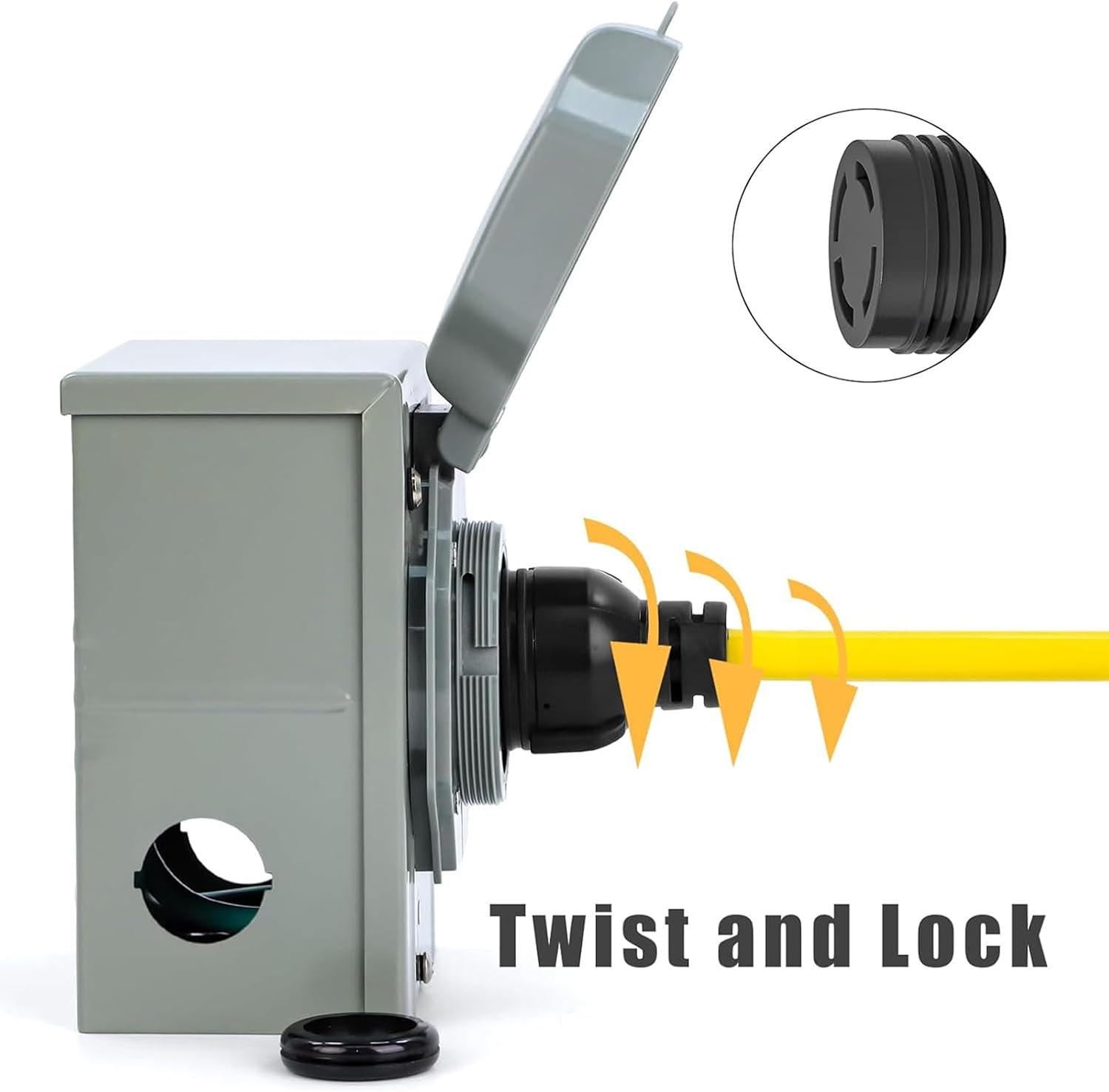 30 Amp Generator Cord and Power Inlet Box (Pre-Drilled) Waterproof Kit, 25 Feet Nema L14 30p Generator Extension Cord with L14-30P to L14-30R Twist Lock Plug for Outdoor Use,125/250 Volts