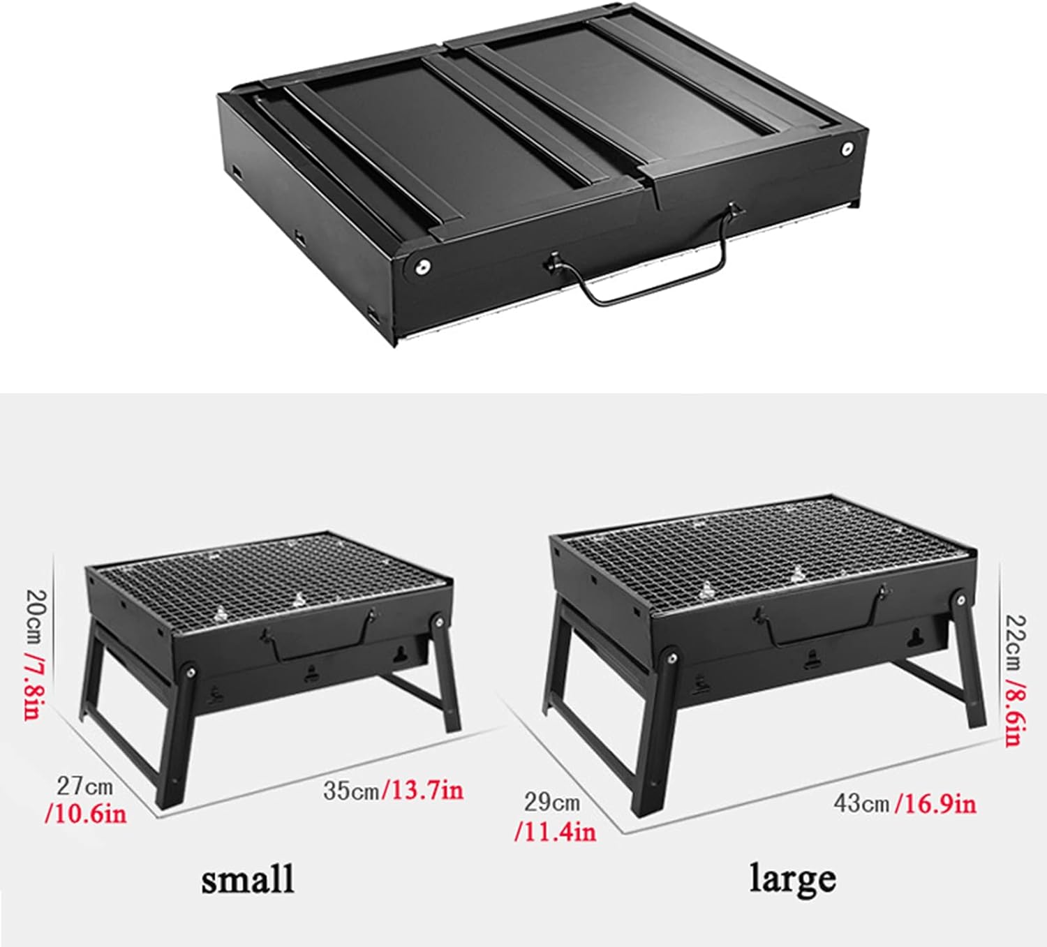 Fire Pit with BBQ Grill Shelf Folding Outdoor Garden Patio Heater Grill Wood Burning Log Burner with Poker, Grill, Grate,16.9''x11.41''x9.05''